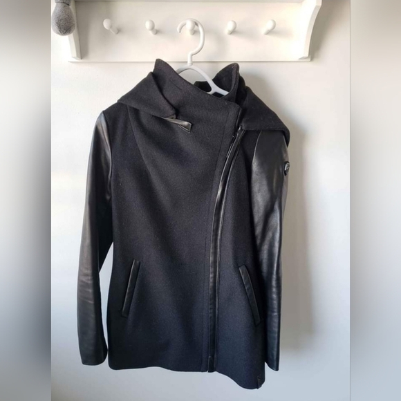 Rudsak winter wool coat with leather sleeves - Picture 2 of 7